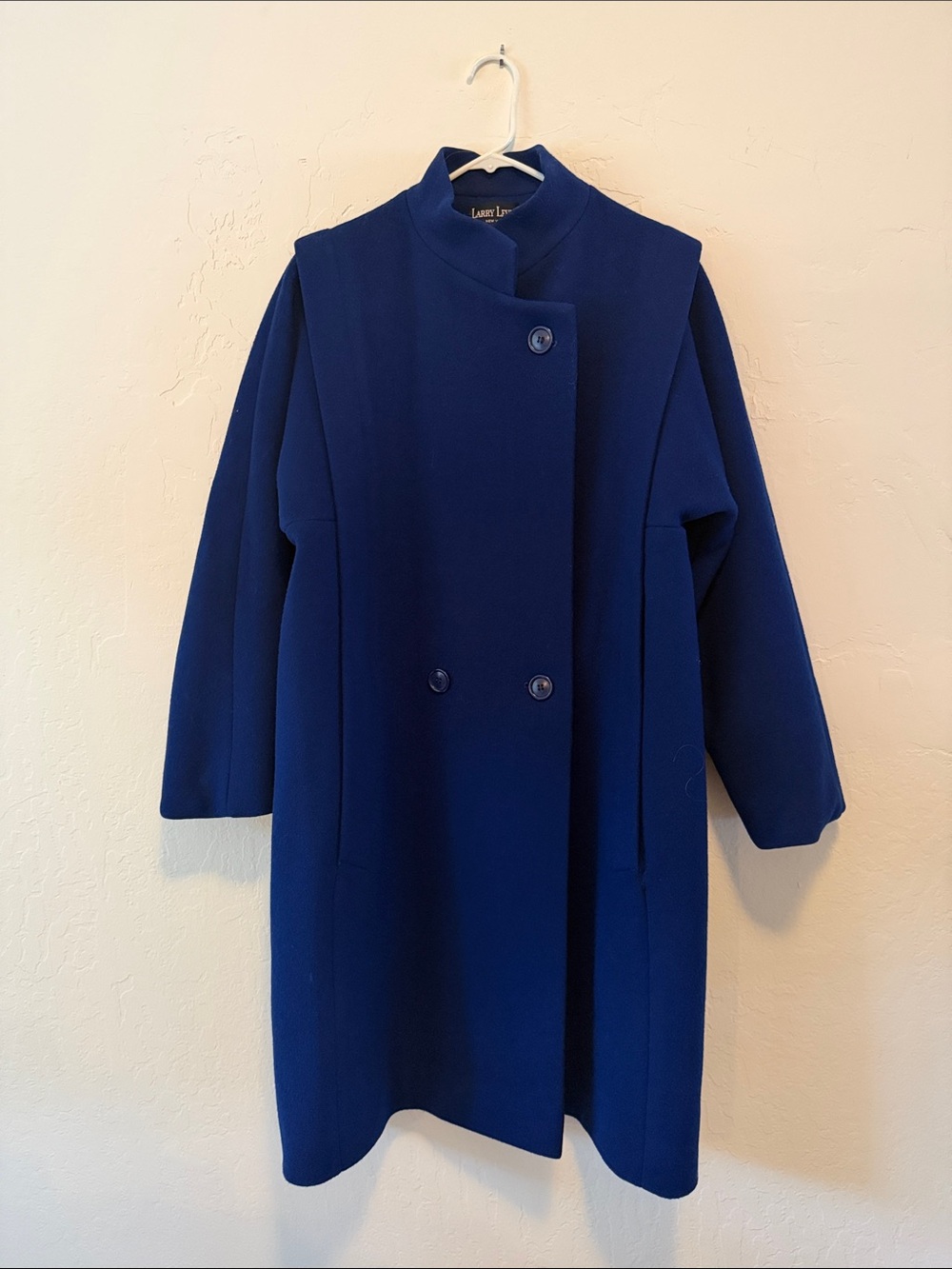 Vintage Larry Levin Wool Oversized Cobalt Blue Coat